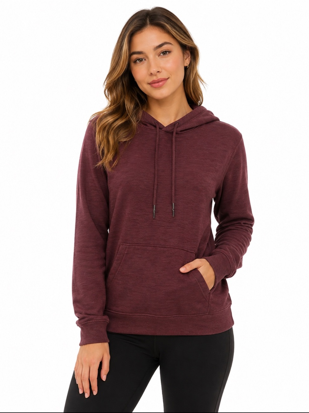 Evergreen Women’s Burgundy Pullover Hoodie Sweatshirt Size L Cotton Blend